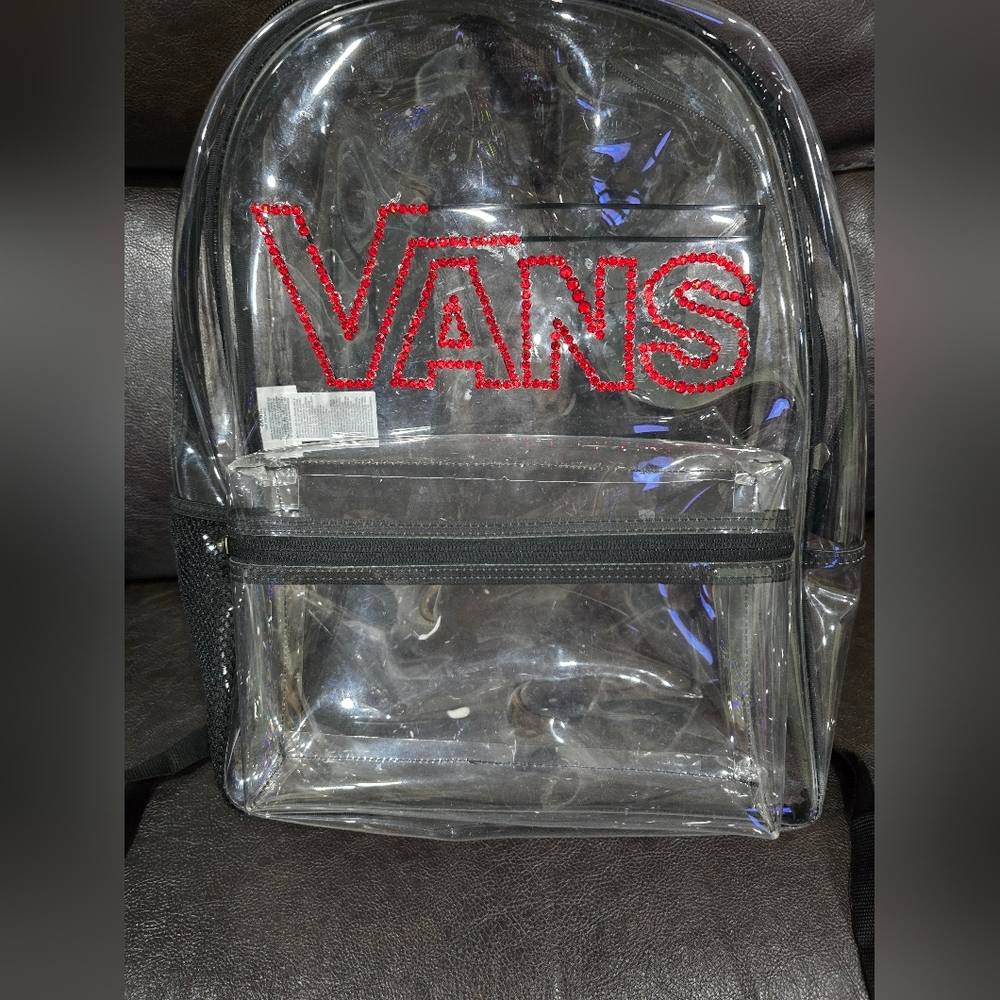 Vans Transparent Backpack with Red Logo